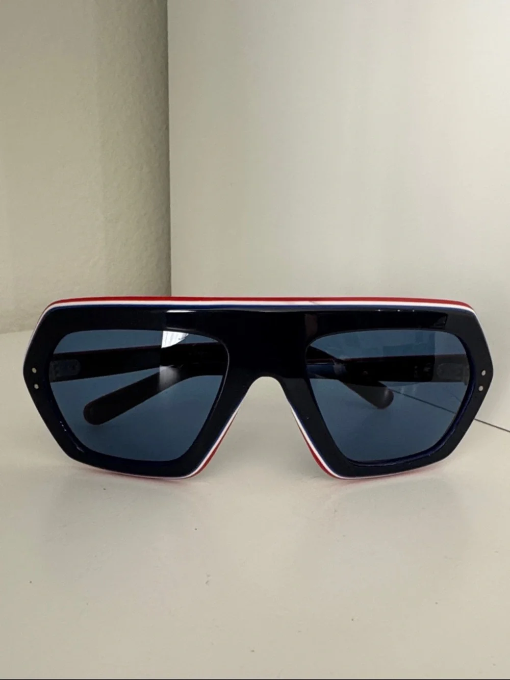 Emilio Pucci Oversized Shield Sunglasses Blue Lens Tricolor Frame
